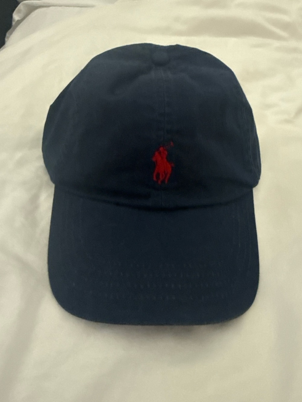 Ralph Lauren Navy Cap with Red Polo Emblem